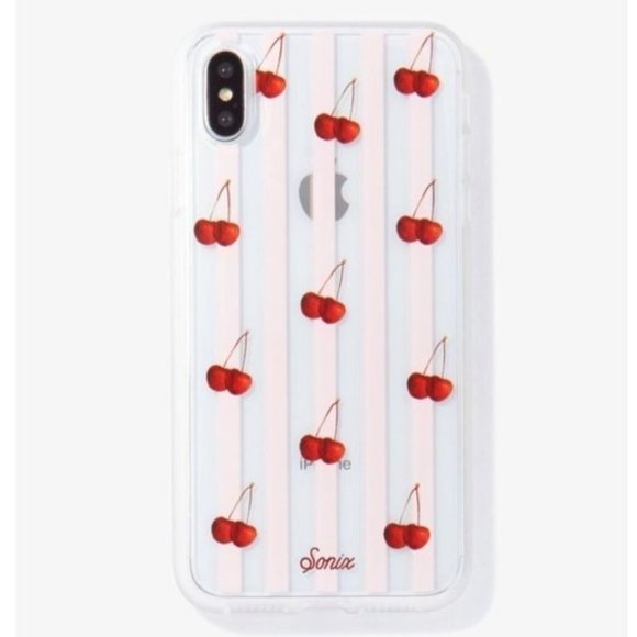 NEW Sonix Cherry Stripe Phone Case iPhone X/Xs Pink Red - Picture 1 of 3